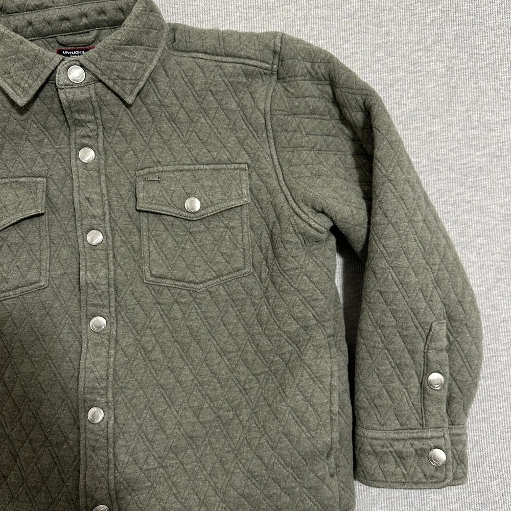 UNTUCKit Braunfield Quilted Shirt Jacket Mens Small Olive Green Snap Front 42151